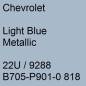 Preview: Chevrolet, Light Blue Metallic, 22U / 9288 B705-P901-0 818.